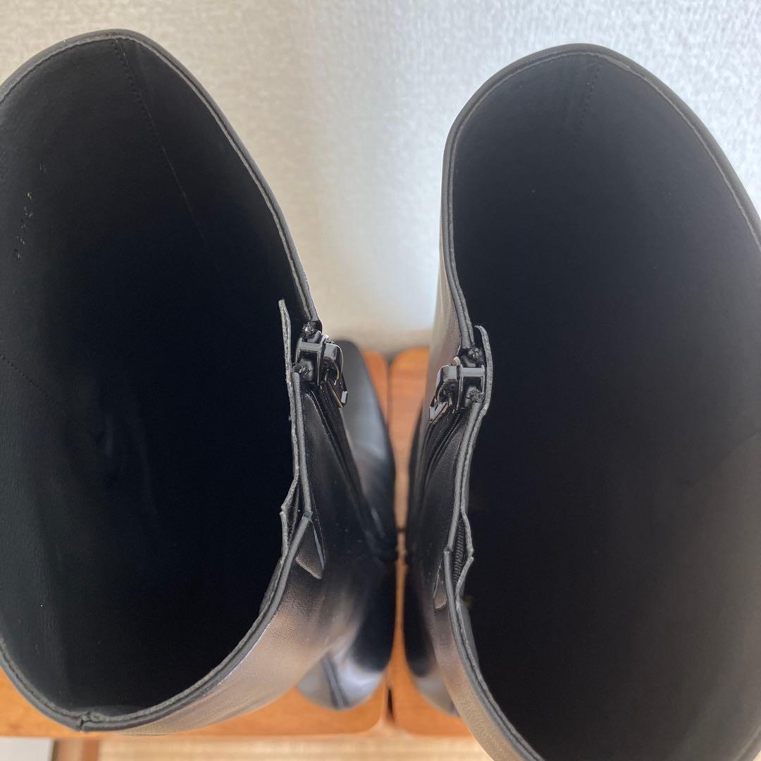 【未使用】MICHEL  ロングブーツ 本革 黒 23.5EE