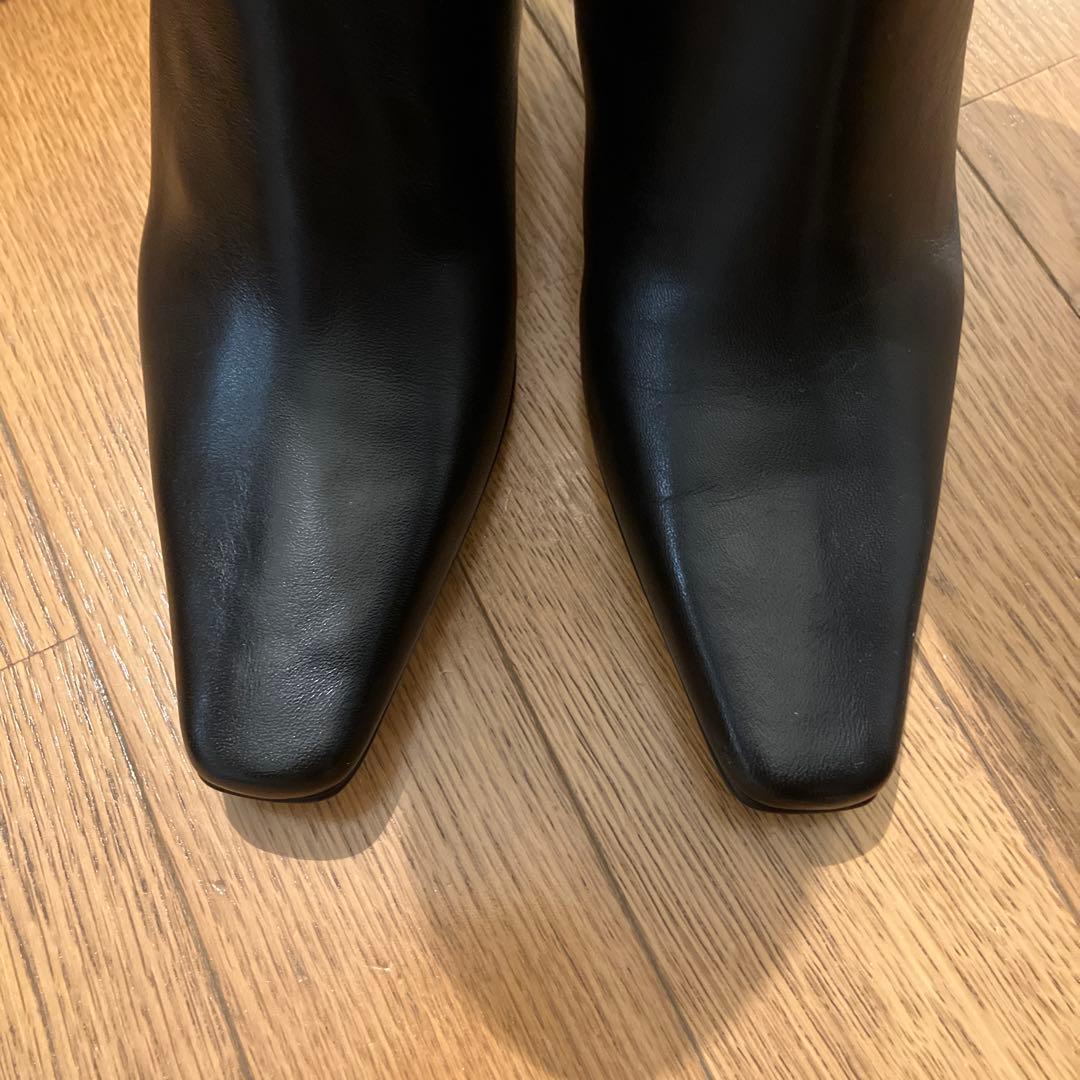 【未使用】MICHEL  ロングブーツ 本革 黒 23.5EE
