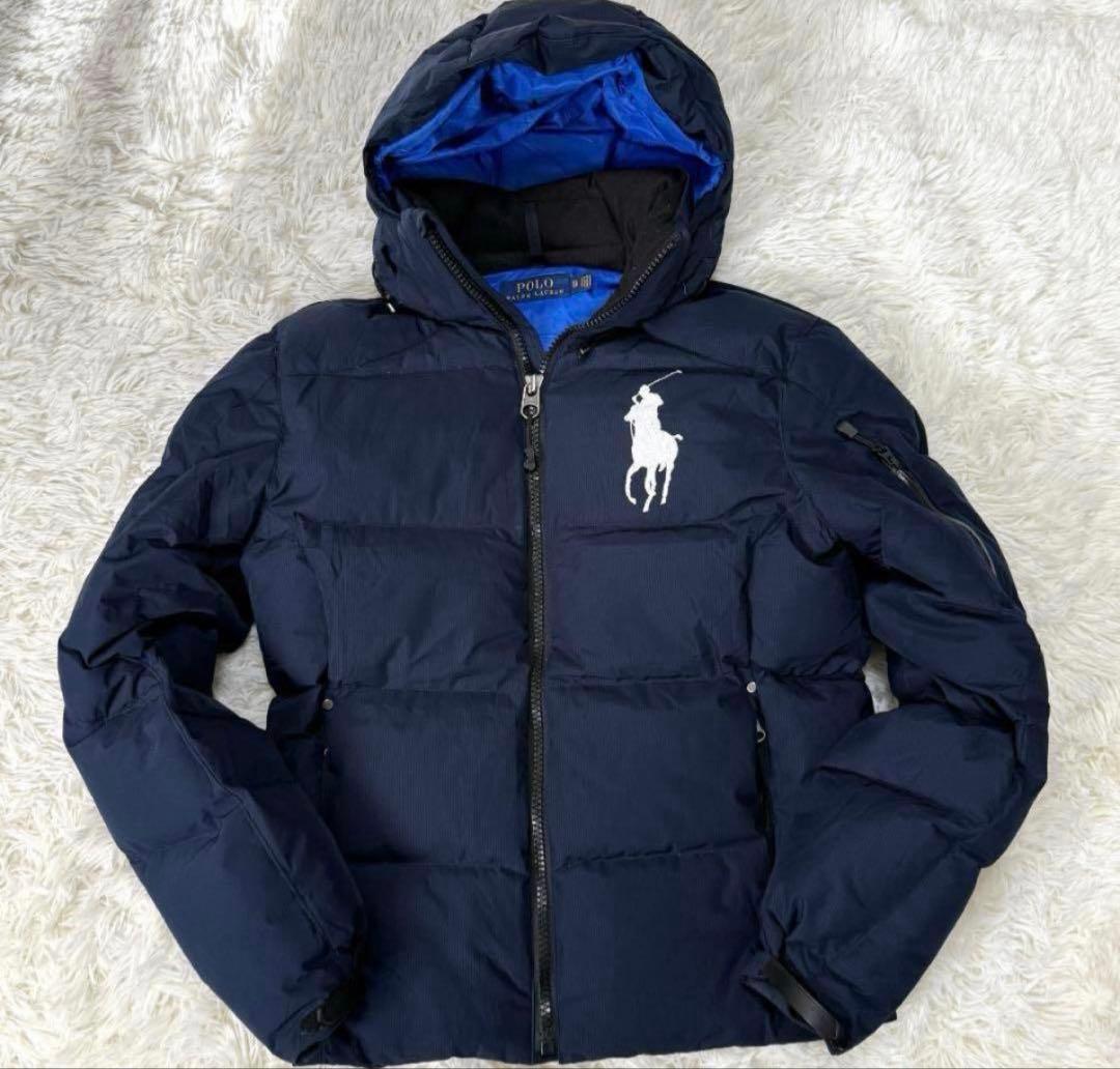 美品】ポロラルフローレン ダウンジャケット ビッグポニー 紺 青 短丈