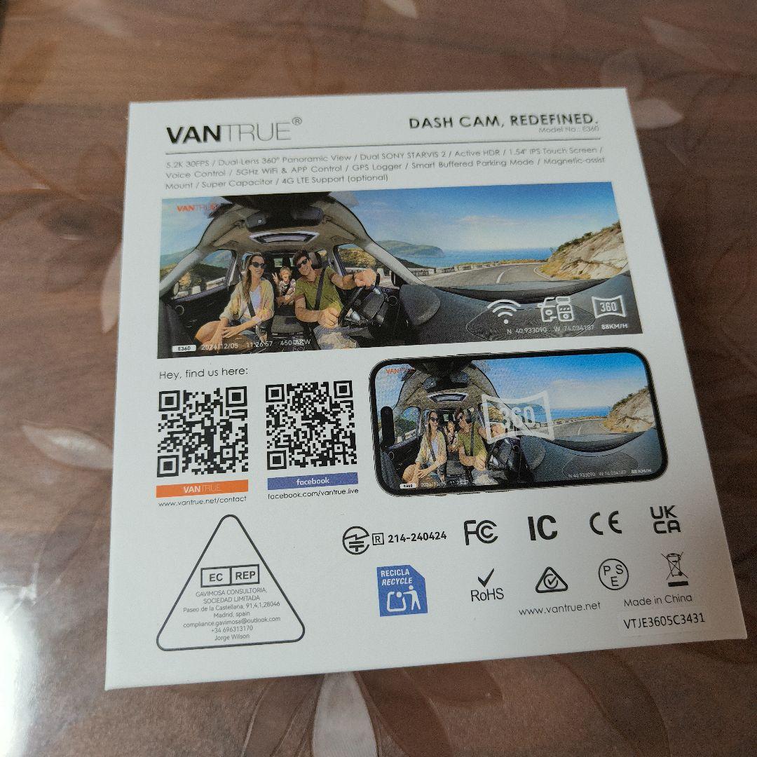 360度 ドライブレコーダー VANTRUE E360 5.2K ドラレコ