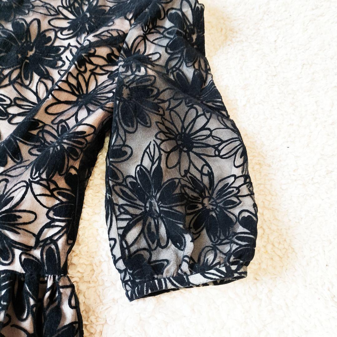 極美品】エムズグレイシー 7分袖 ワンピース Aライン 花柄 Mサイズ