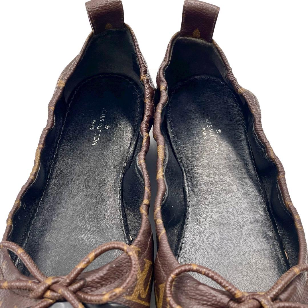 《超美品》ルイヴィトン フラット バレエシューズ パンプス リボン モノグラム