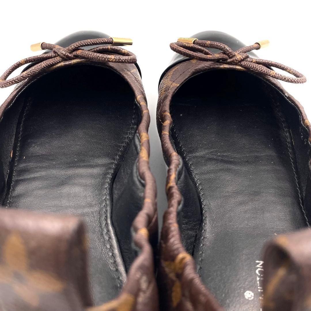 《超美品》ルイヴィトン フラット バレエシューズ パンプス リボン モノグラム