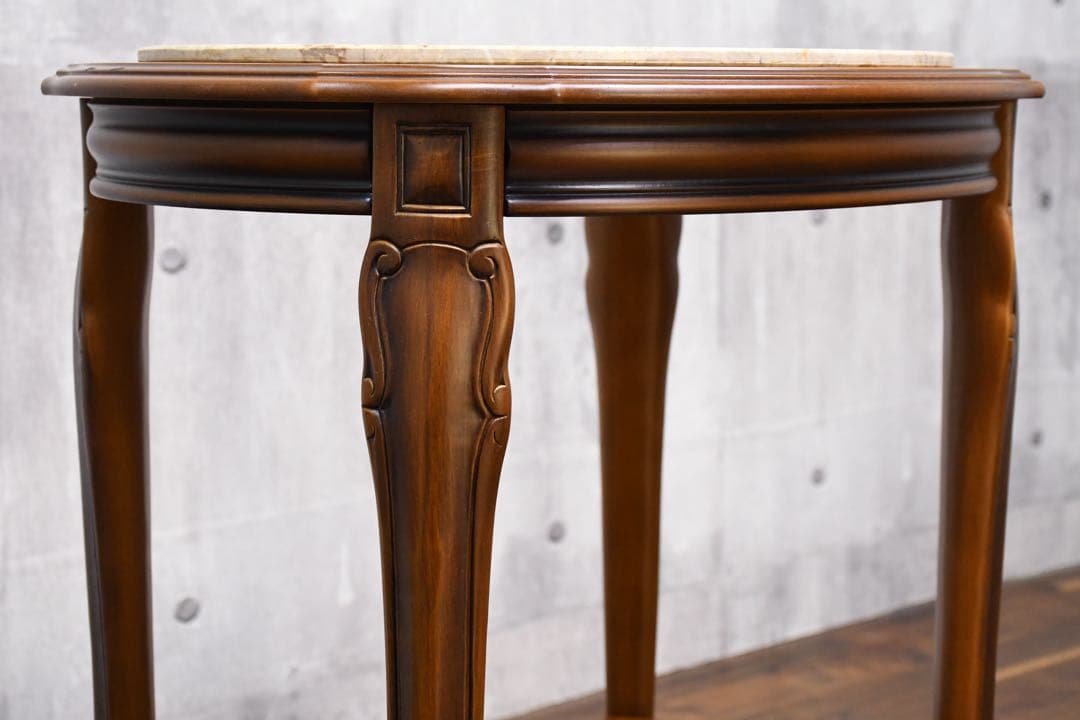 EJK45 イタリア製 猫脚 大理石トップ 飾り台 電話台 オブジェ台 彫刻装飾