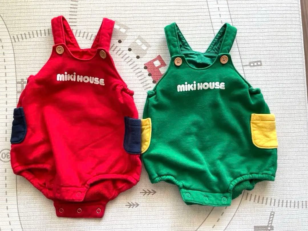 ミキハウス　ロンパース　ダルマオール　双子　2枚　セット　80 90 ミキハウス ロンパース ダルマオール 双子 2枚 セット 80 90 - メルカリ