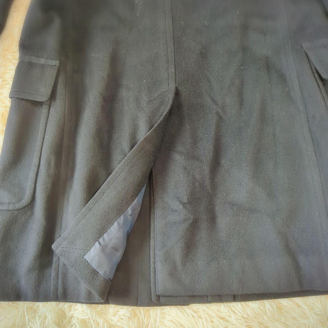 麻布テーラー カシミヤ100% ネイビー ダッフルコート フード着脱可 M