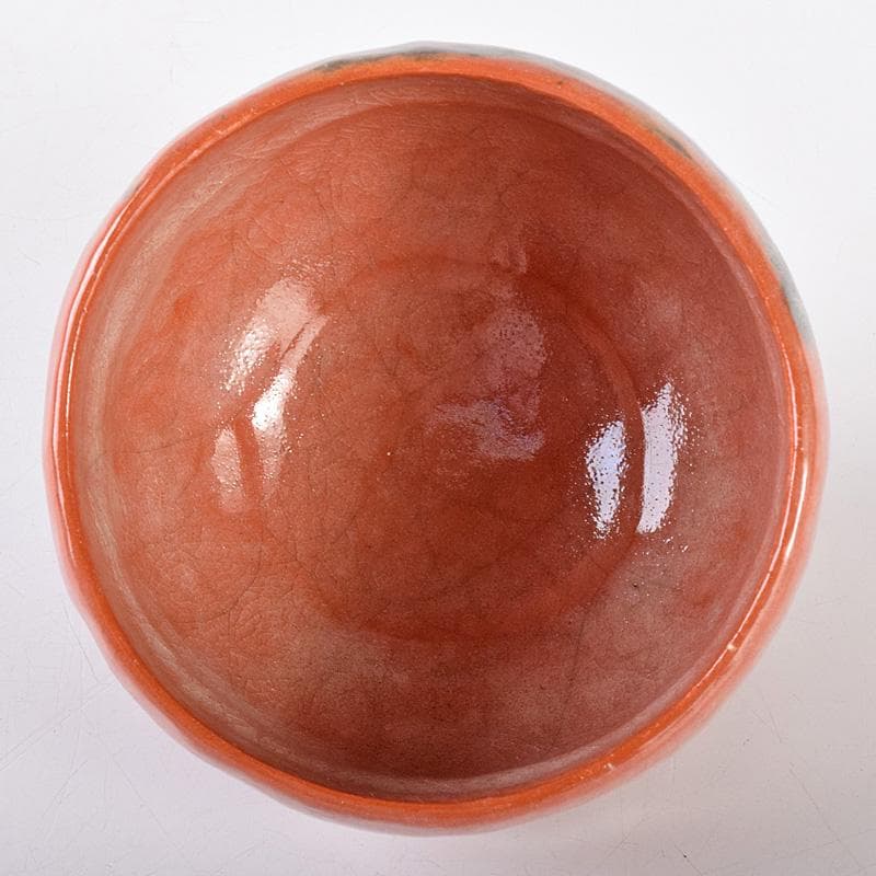 十四代 楽吉左衛門 覚入作 赤楽茶碗 銘「露霜」 即中斎極め箱 M R8068