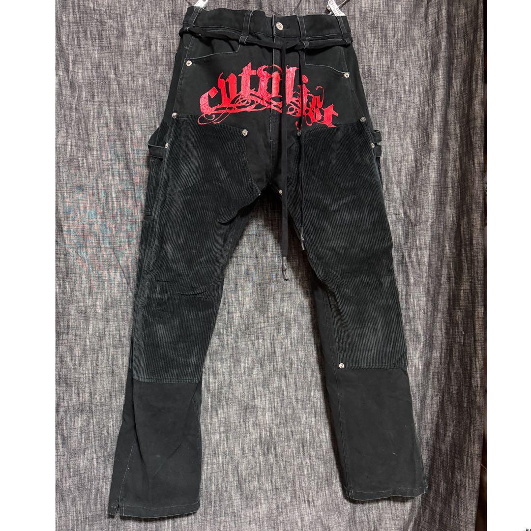 CVTVLIST ペンキペイント　コーデュロイパッチワーク　ブラックデニム　黒 RUSTLER / BLACK DENIM PANT 】 ブラックデニムパンツ ペンキ ペイント