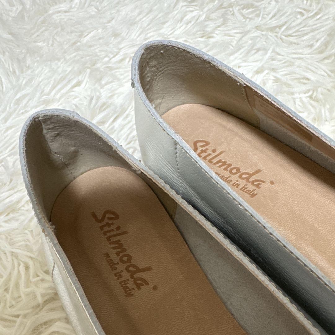 ◇美品◇Stilmoda ラウンドトゥパンプス フラットシューズ シルバー 39
