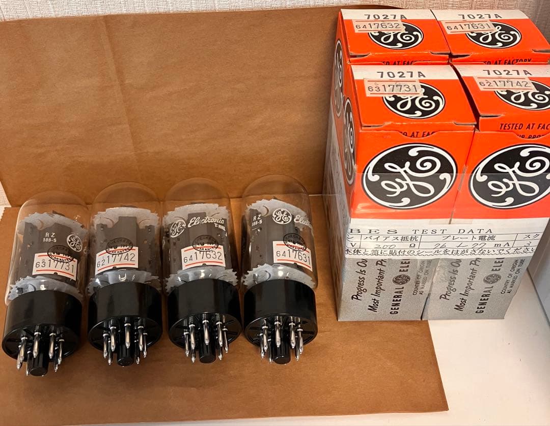 GE 7027A 真空管 4本 純正箱付 PAIRテストデータ記載 - メルカリ