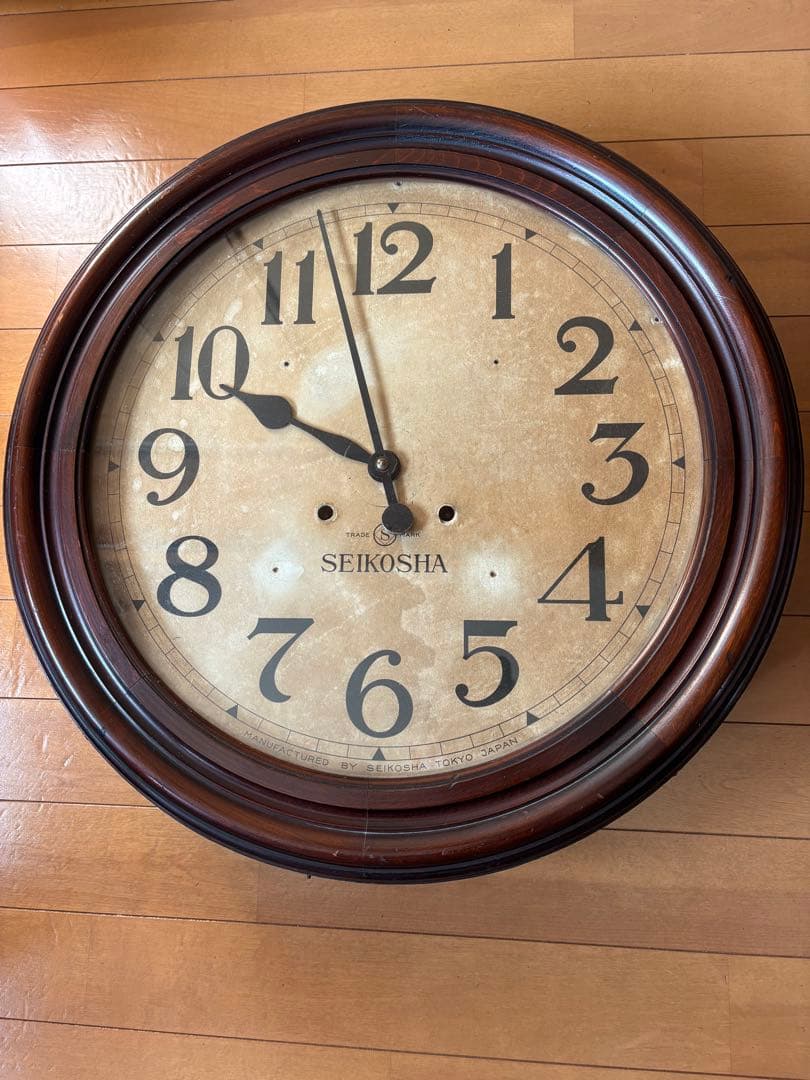 掛け時計　大型　SEIKOSHA ジャンク品 Yahoo!オークション - ジャンク品 SEIKOSHA 精工舎 14DAY 大型 掛け時