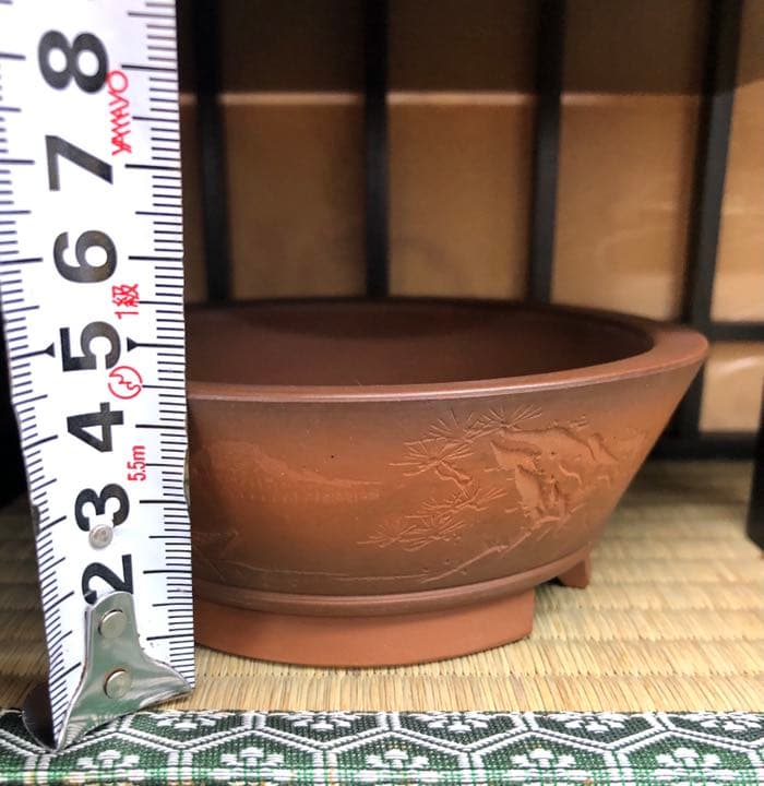 盆栽鉢 平田美芸 落款 美芸 盆栽 小品鉢 釘彫 泥鉢 - メルカリ