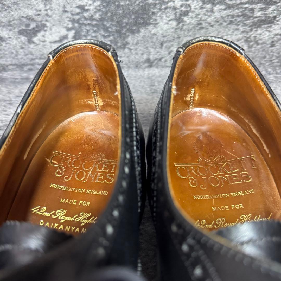 美品】クロケット＆ジョーンズ ストレート メダリオン 8E 黒 レザー