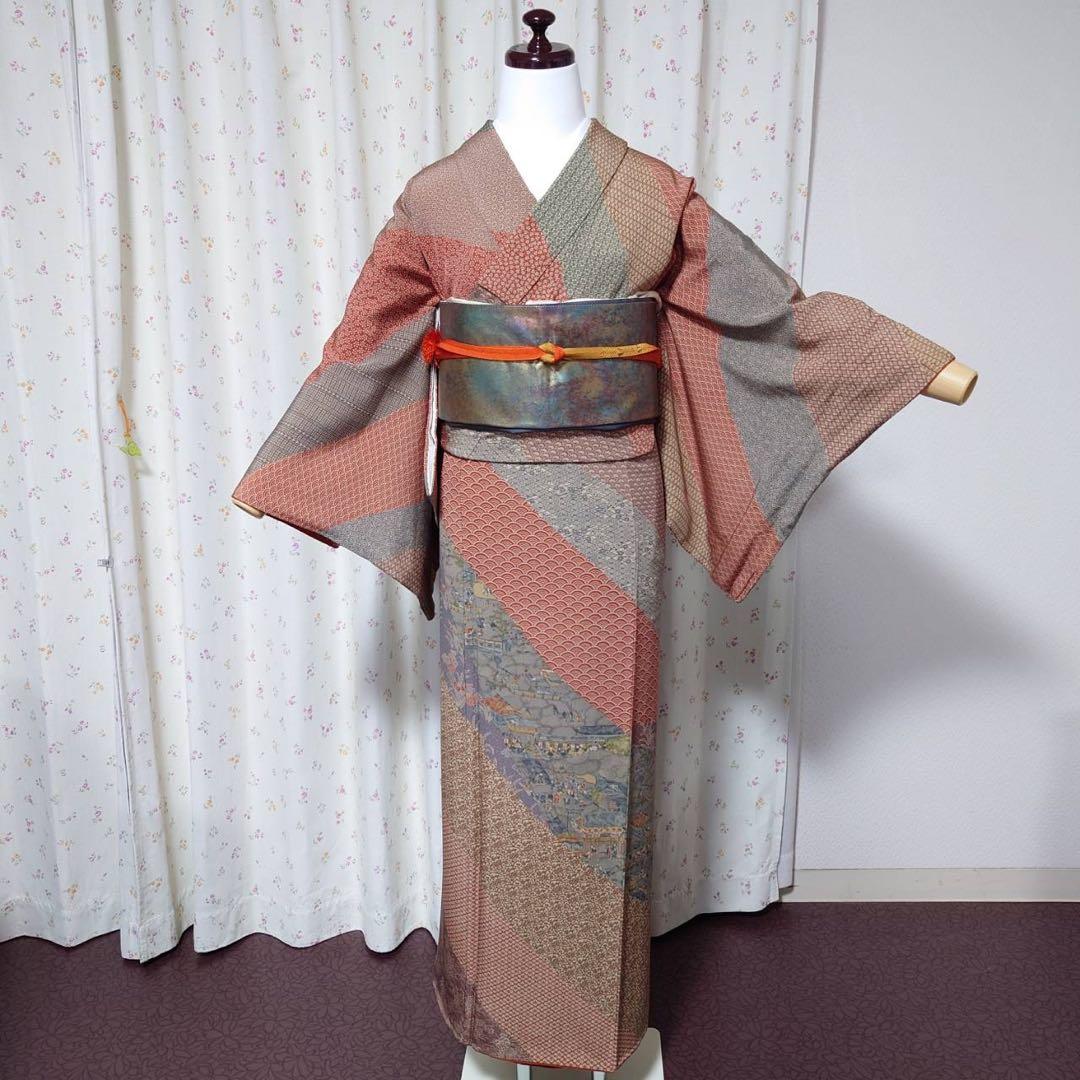 フ9993 未使用近い 美品 袷 正絹 江戸小紋 作家 訪問着 フルセット