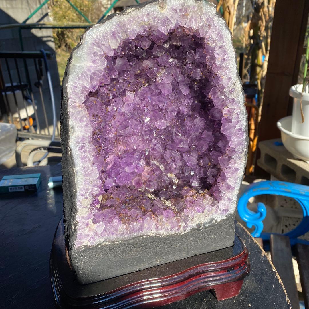 BO50711】アメジスト クラスター 原石 重さ10kg アクリルケース付