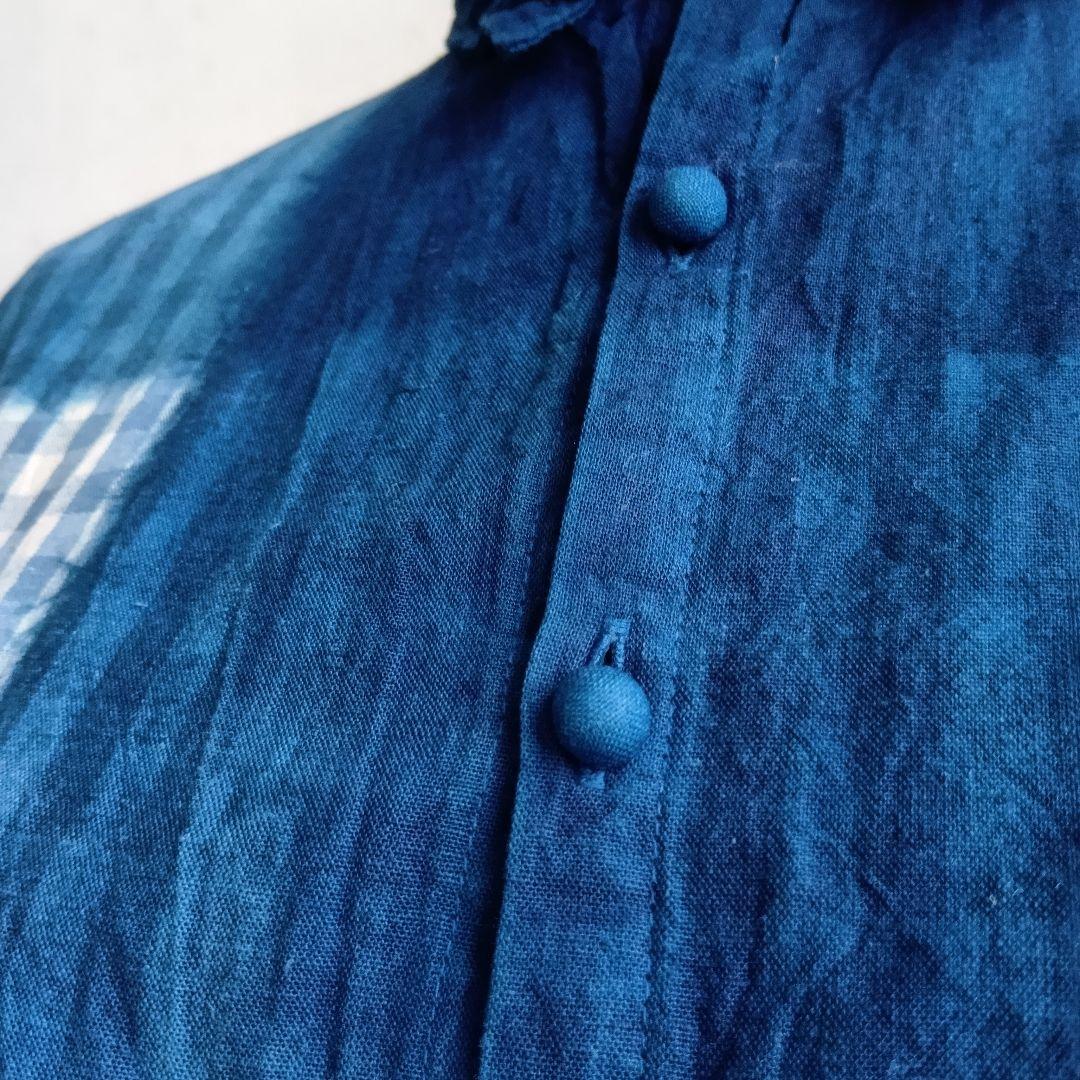 イチアンティークス 日本製 インディゴ染めシャツ チェック - メルカリ