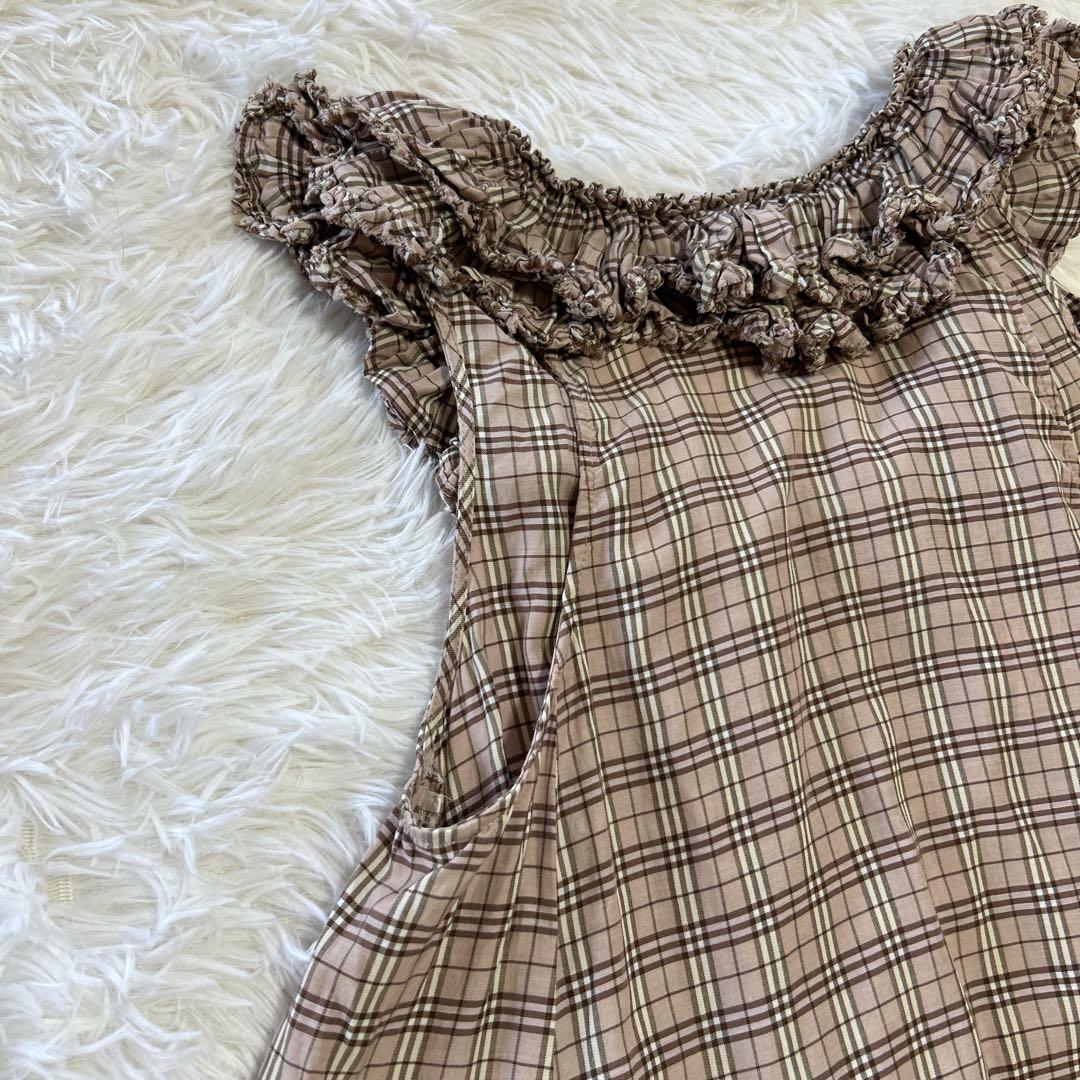 バーバリーブルーレーベル ノバチェック フリルチュニックワンピース