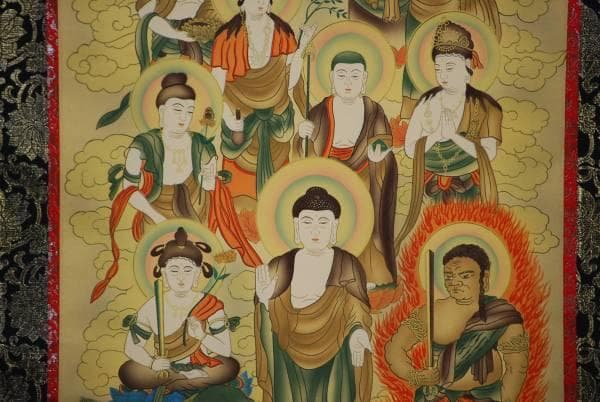 真作/紅雪/十三佛図/桐共箱付/布袋屋掛軸HC-985 真作/紅雪/十三佛図/桐共箱付/布袋屋掛軸HC-