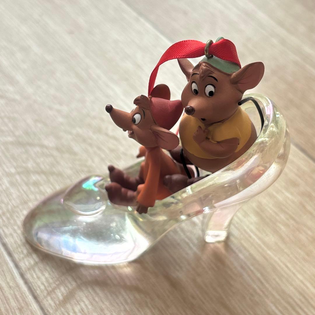 ディズニーストア シンデレラ オーナメント ガラスの靴 ジャック ガス
