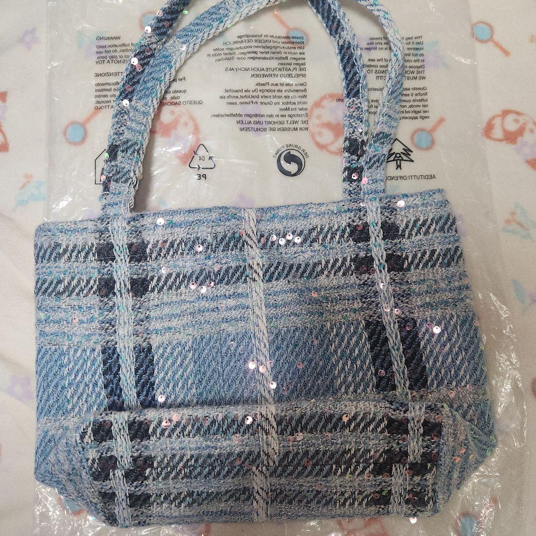 CHANEL 青系チェック柄 ノベルティバッグ スパンコール - メルカリ
