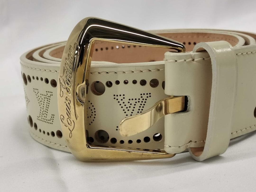 ルイヴィトン サンチュール フェニックス ベルト パンチング 90/36 白系
