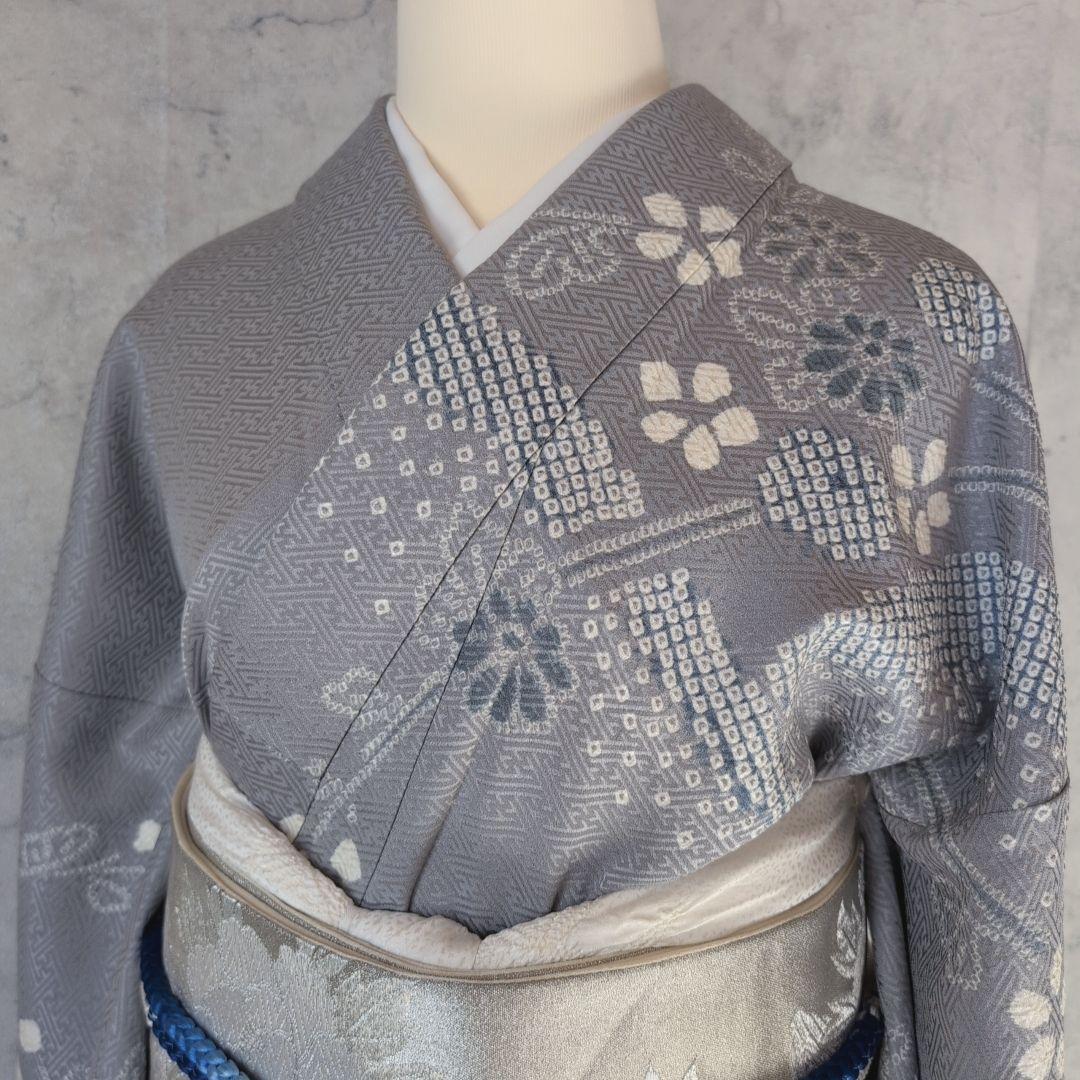 訪問着 フルセット 着物 正絹 絞り トールサイズ 薄紫 花 C1 - メルカリ