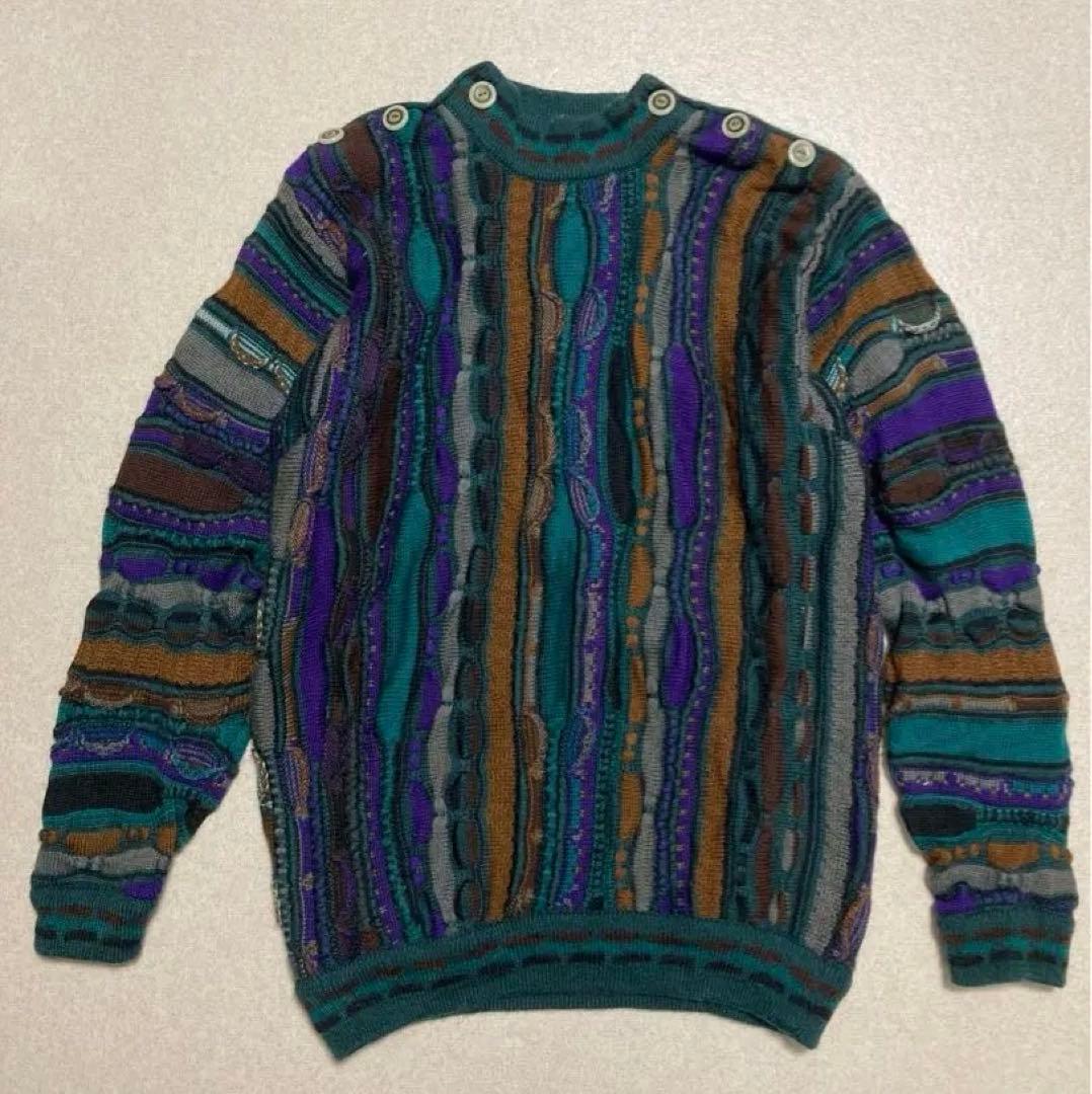 即完売 coogi クージー 3Dニット マルチカラー 総柄 ボタン取れ - メルカリ