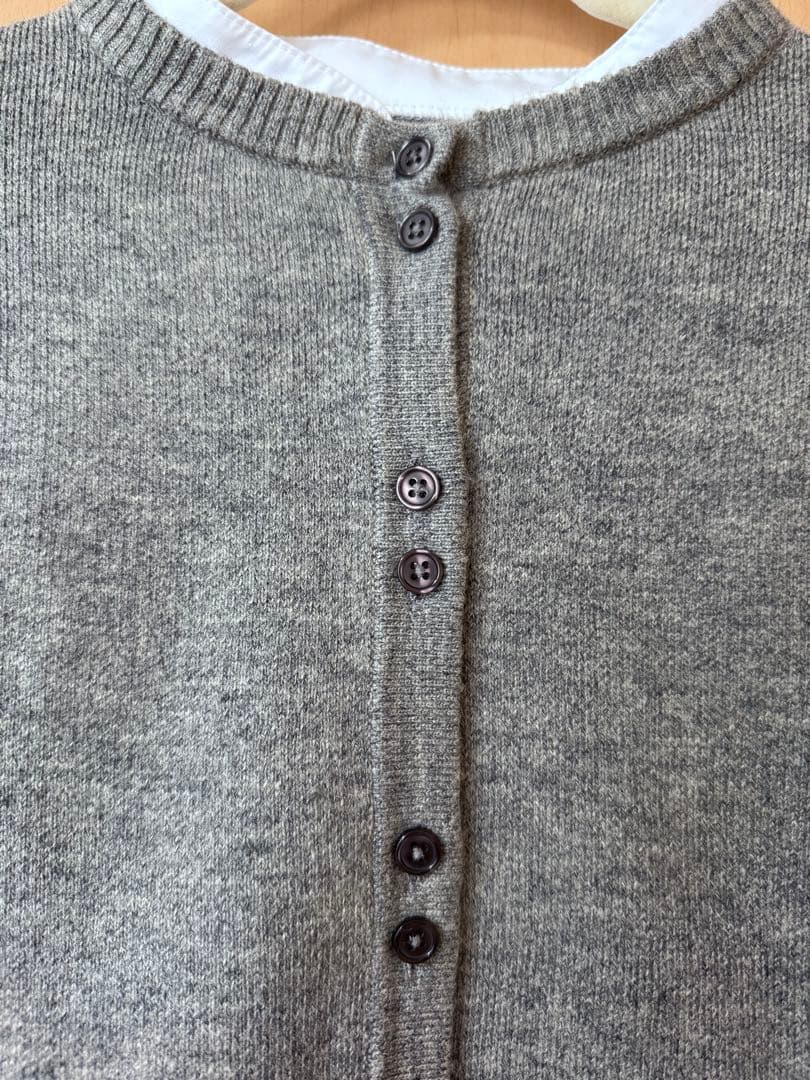 Bibiy リボン付きグレー長袖ニットカーディガン 正規品 - メルカリ