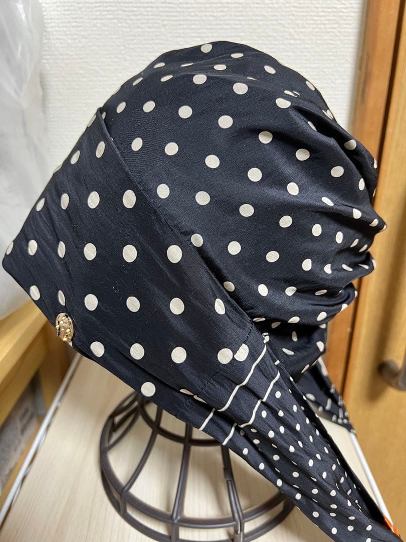 BAREN 医療用スカーフハット Dot Border -Orange Mサイズ