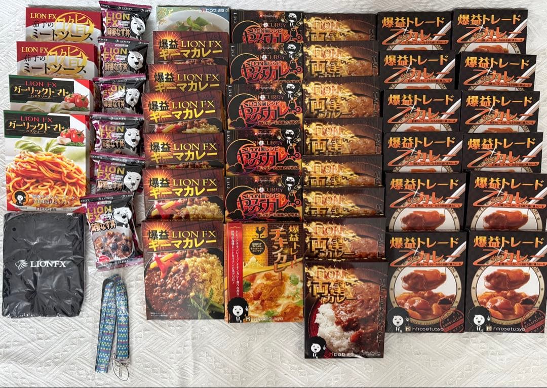 ヒロセ通商レトルトカレー33個+パスタソース4個+麻婆なす丼6個+雑貨 計
