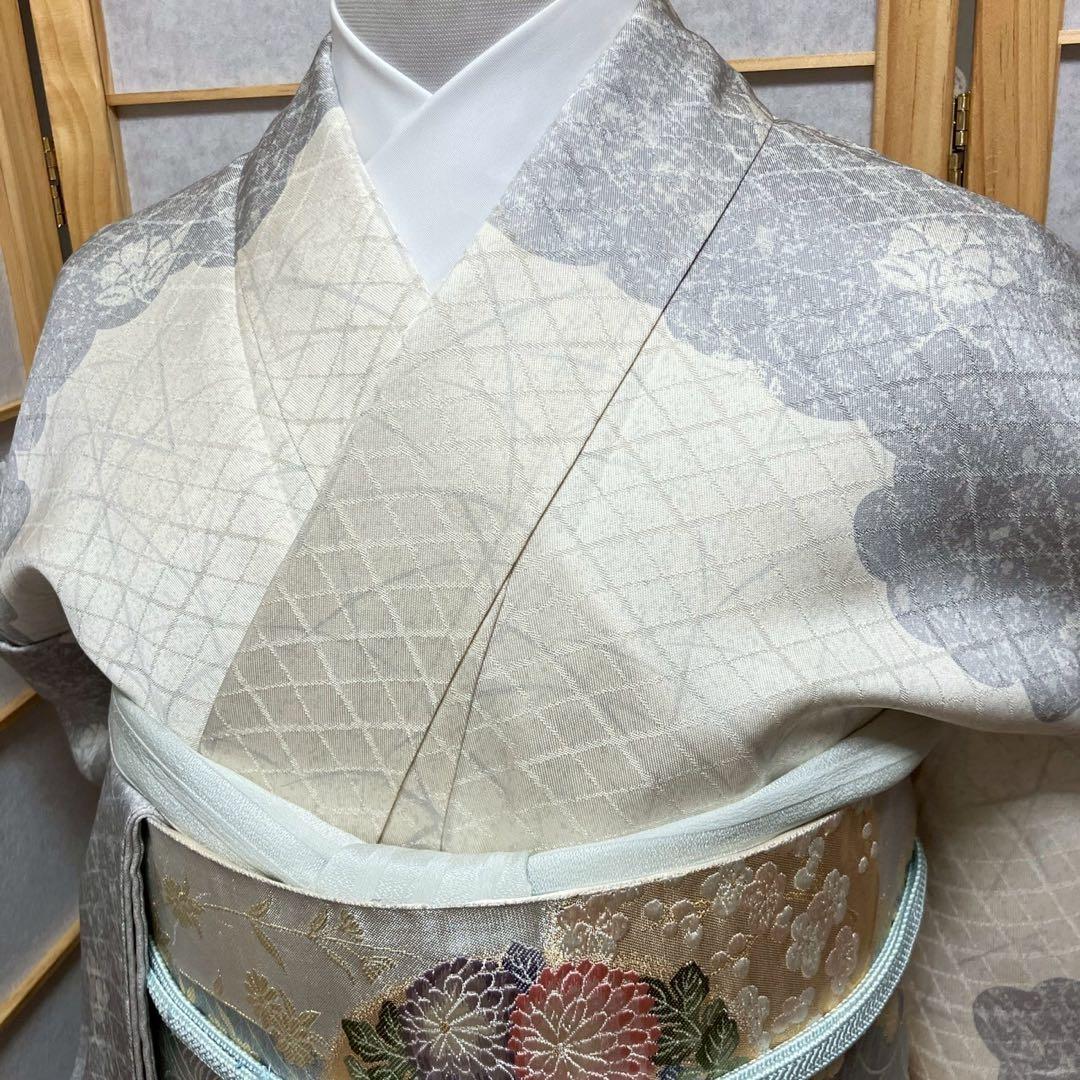 のあ様［4353］訪問着 美品 雪輪花文 金銀彩 逸品 正絹 着物 袷 - メルカリ