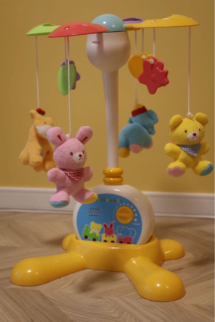 ミキハウス 2WAY ベッドメリー♪ オルゴール8曲内蔵・タイマー付き