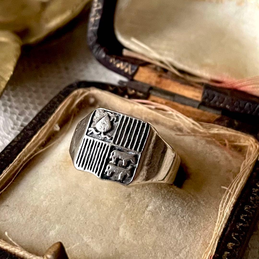 ブギウギ 様専用 純銀製紋章デザインリング フランスアンティーク