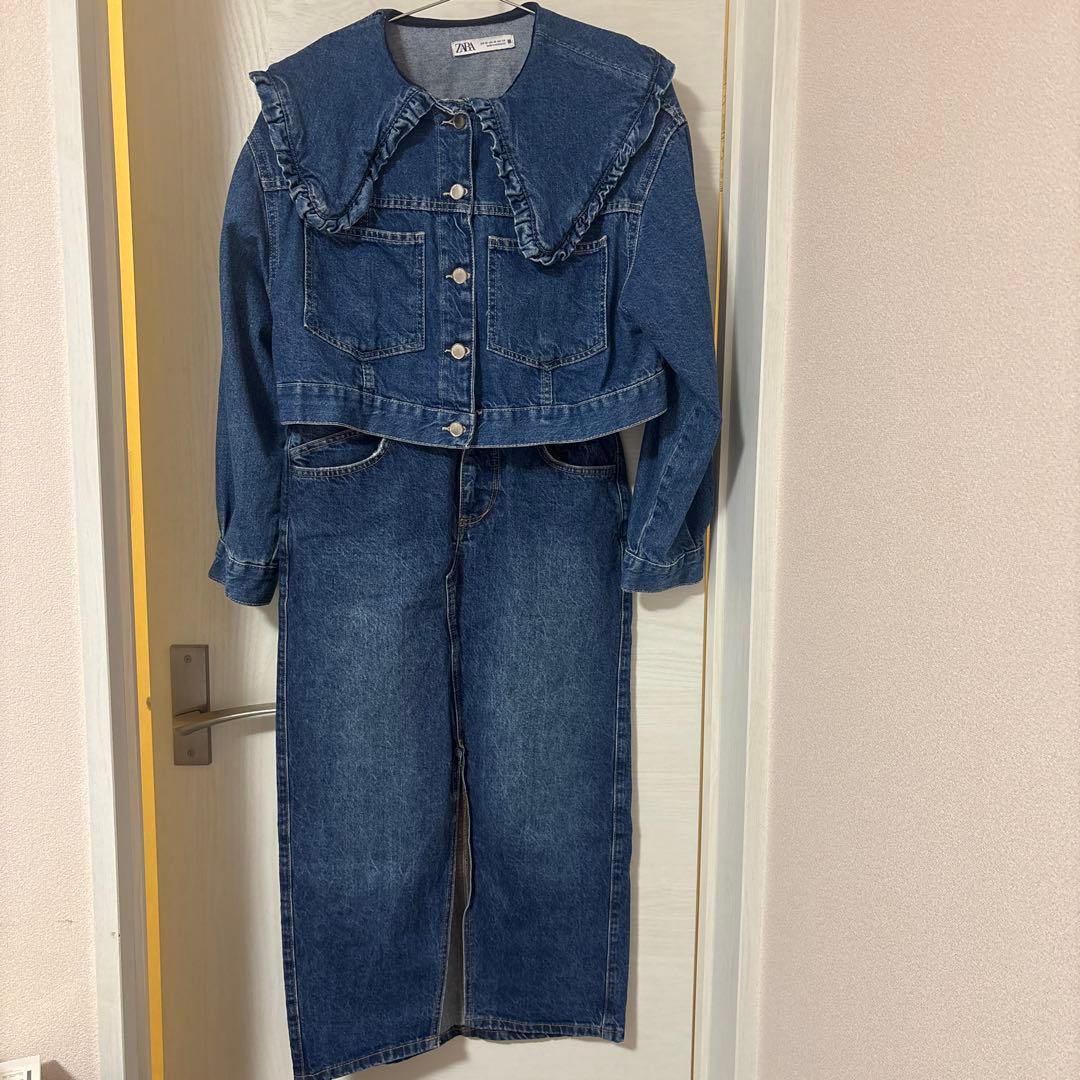 ZARA デニムセットアップ XSサイズ フリル付き - メルカリ
