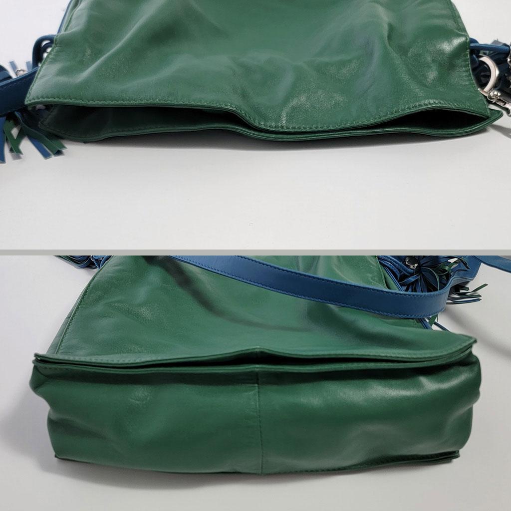 LOEWEロエベ フラメンコ ショルダーバッグ アナグラム グリーン ブルー