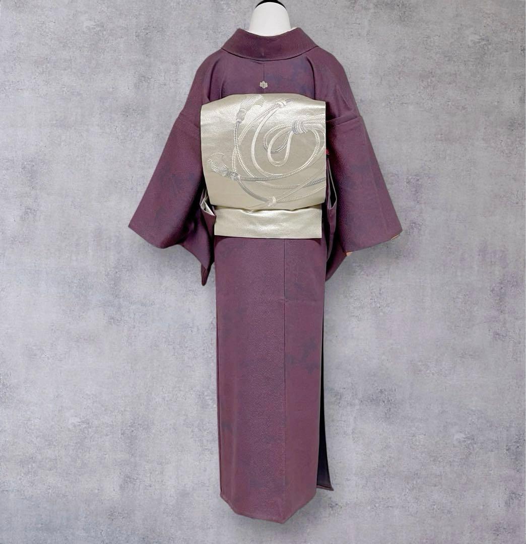 k181 単衣 色無地 洗える着物 うそつき袖 一つ紋 身丈149裄丈