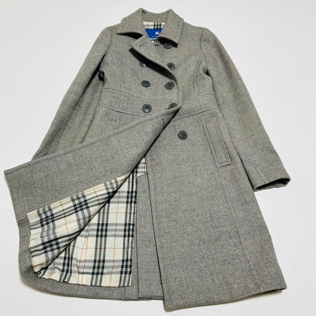 バーバリーブルーレーベル ウールコート グレー ノバチェック 40 BURBERRY BLUE LABEL（バーバリーブルーレーベル） コート ウール 裏地
