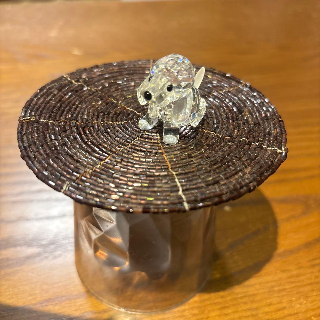 スワロフスキー 犬（ビーグル）、フクロウ クリスタル置物2つセット