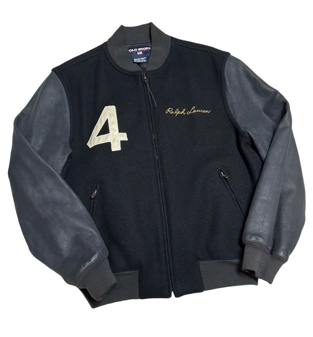 激レア90's vintage POLO SPORT 袖レザースタジャン L - メルカリ