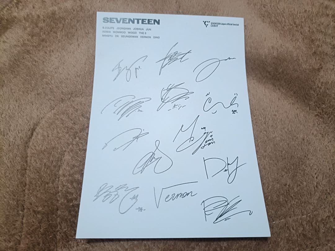 SEVENTEEN サイン入り ポストカード ジョンハン エスクプス ミンギュ