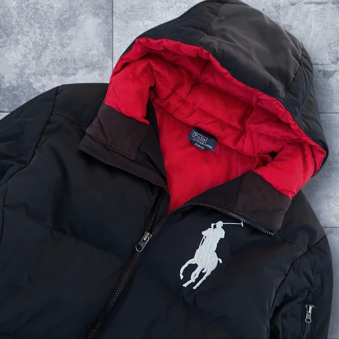 ポロラルフローレン ダウンジャケット ビッグポニー 黒 XL（10-12