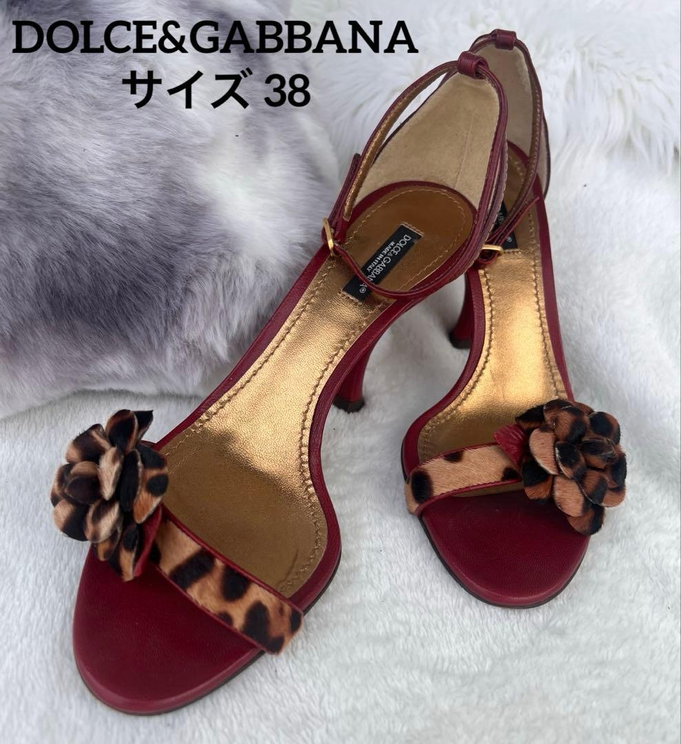 DOLCE&GABBANA サイズ38ワインレッド×レオパード サンダル 希少 DOLCE&GABBANA ドルガバ レオパード スリッポン スニーカー