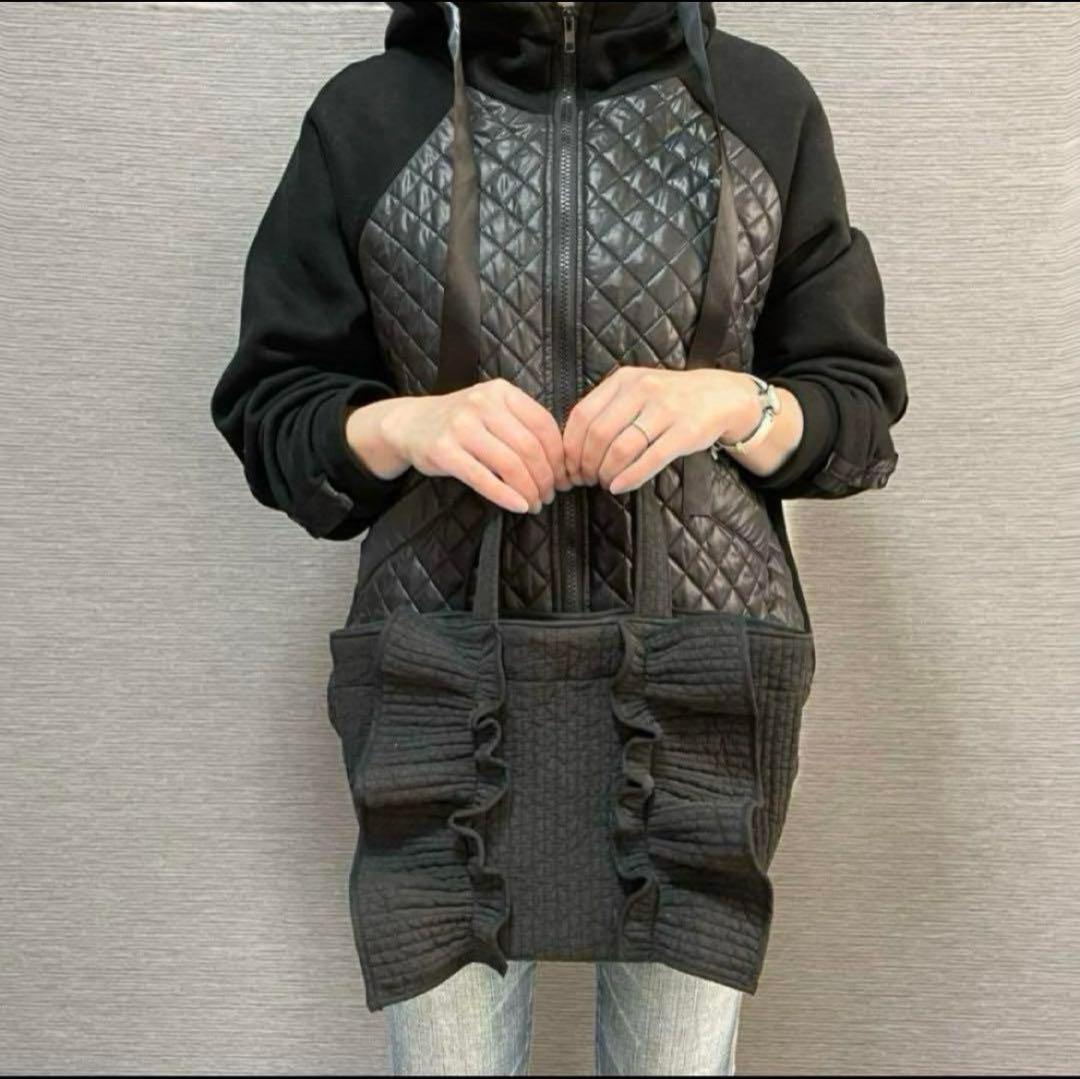 新作♡ヌビバッグ フリルギャザー ブラック パール 底板マグネット付き