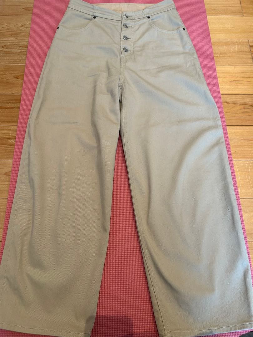 MM6 Maison Margiela ベージュワイドパンツ MM6 MAISON MARGIELA Beige gabardine wide pants S62KB0195