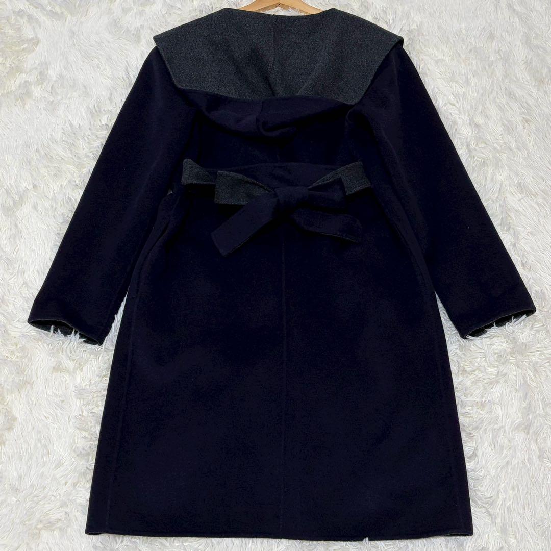 美品 セオリーリュクス ダブルフェイス ベルテッドコート フード