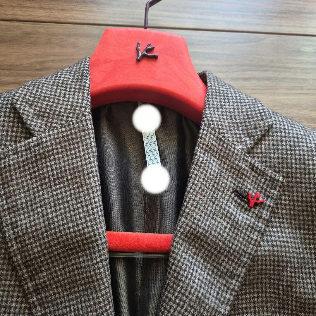 イザイアISAIAカシミヤシルク チェック柄 テーラードジャケット 46