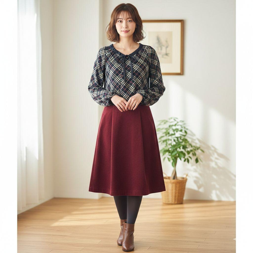 バーバリーブルーレーベル】ノバチェック Aライン カットソー リボン