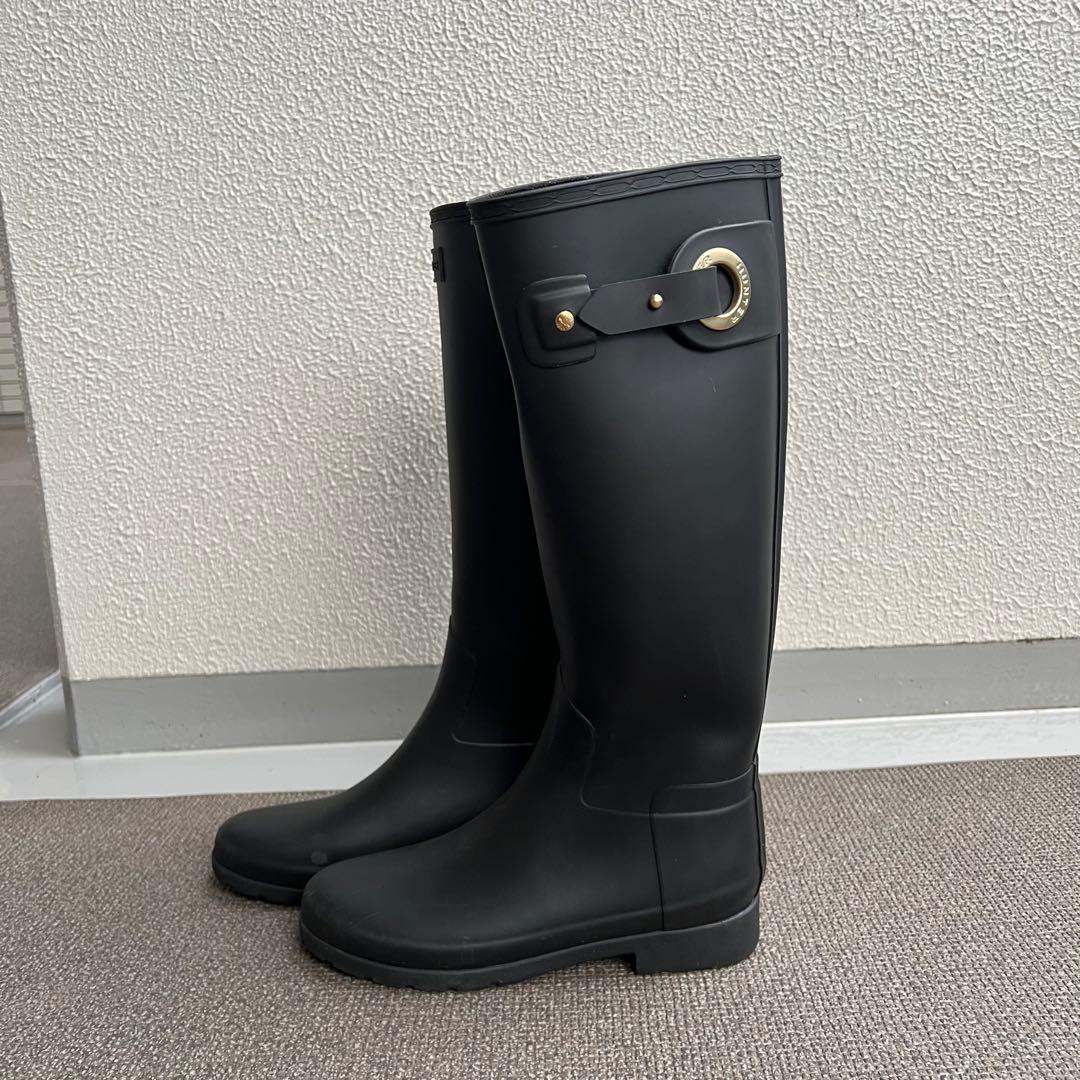 HUNTER リファインドアイレットバック ブラック長靴