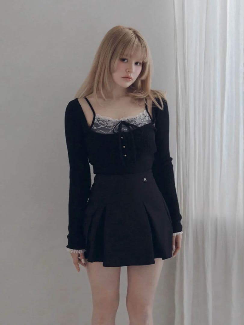 andmary Brenda lace knit set ブラック - メルカリ