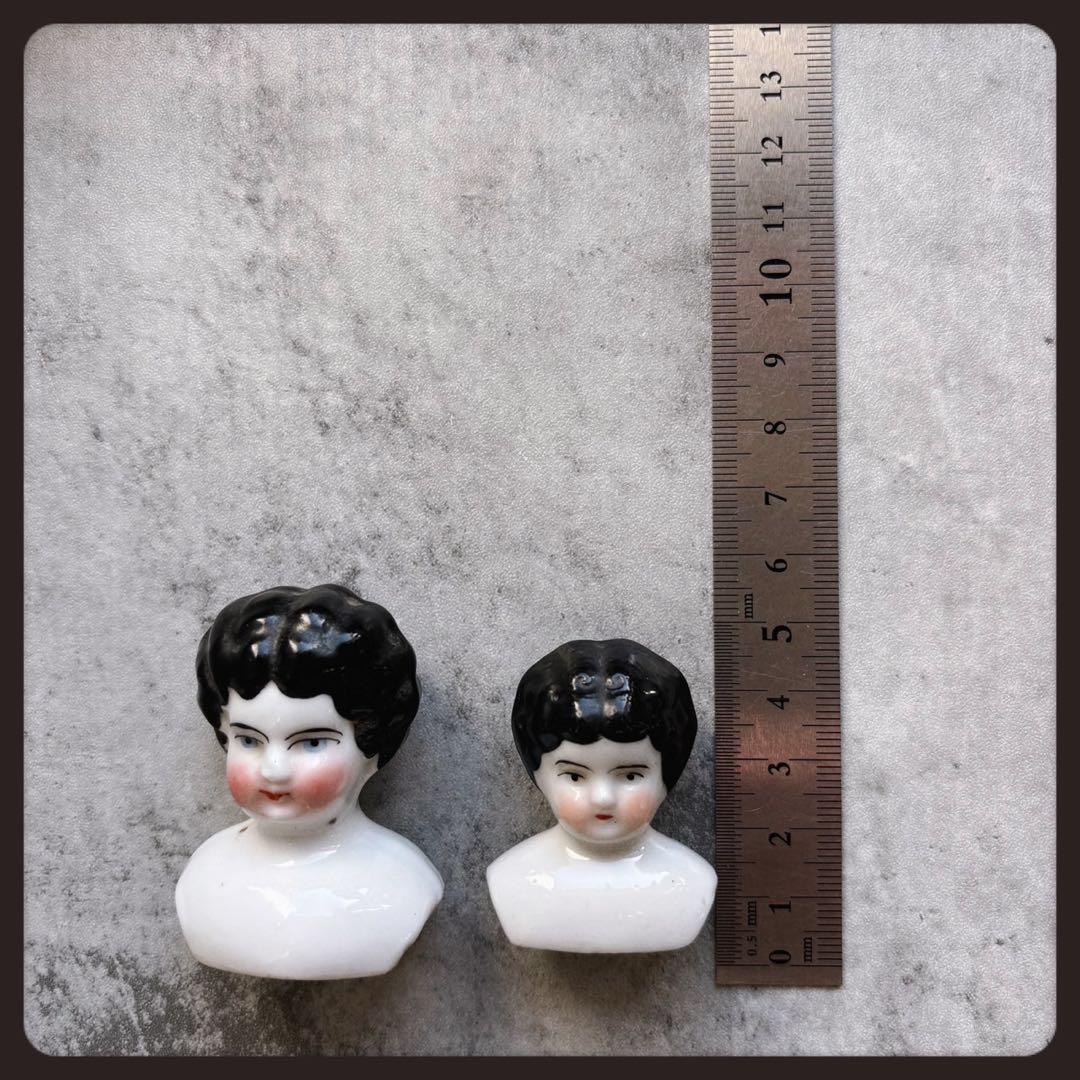 アンティーク チャイナヘッドドール ヘッドパーツ2個セット ビスクドール